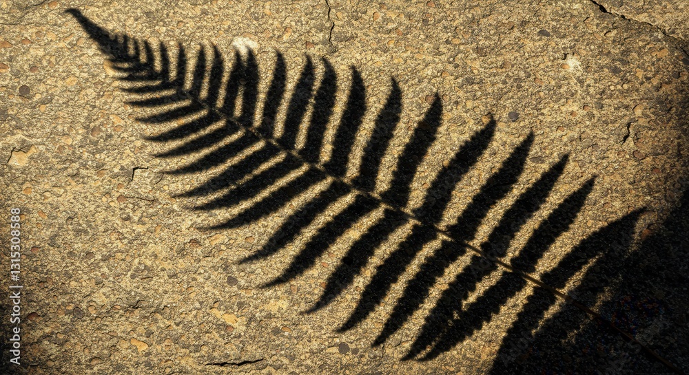 Fototapeta premium Fern Shadow on Concrete Surface Simple Nature and Botanical Concept