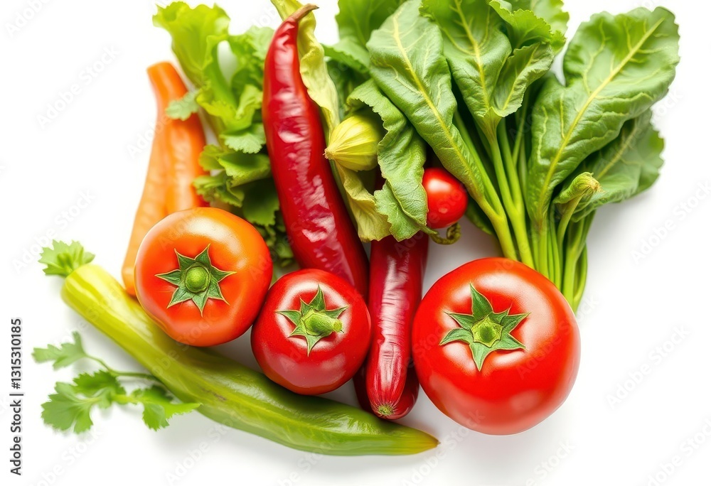 A vibrant, fresh vegetable, perfectly isolated on a pure white background, illustration, grocery A vibrant, fresh vegetable, perfectly isolated on a pure white background, illustration, grocery