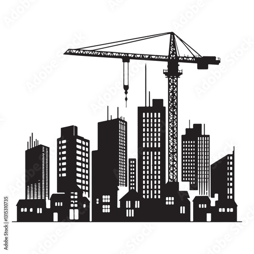 Urban Cityscape Silhouette Vector Illustration Graphic Design Under Construction