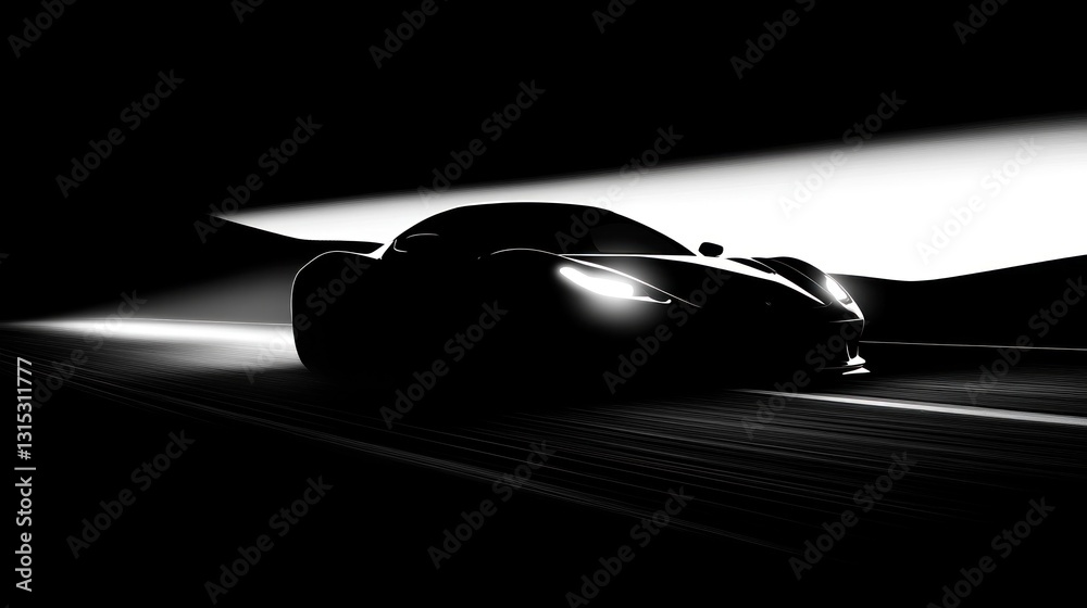 Silhouette of a high-performance sports car in motion Silhouette of a high-performance sports car in motion