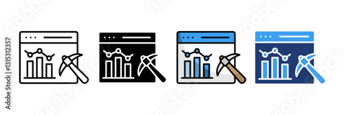 Data Mining  Icon Set Multiple Style Collection