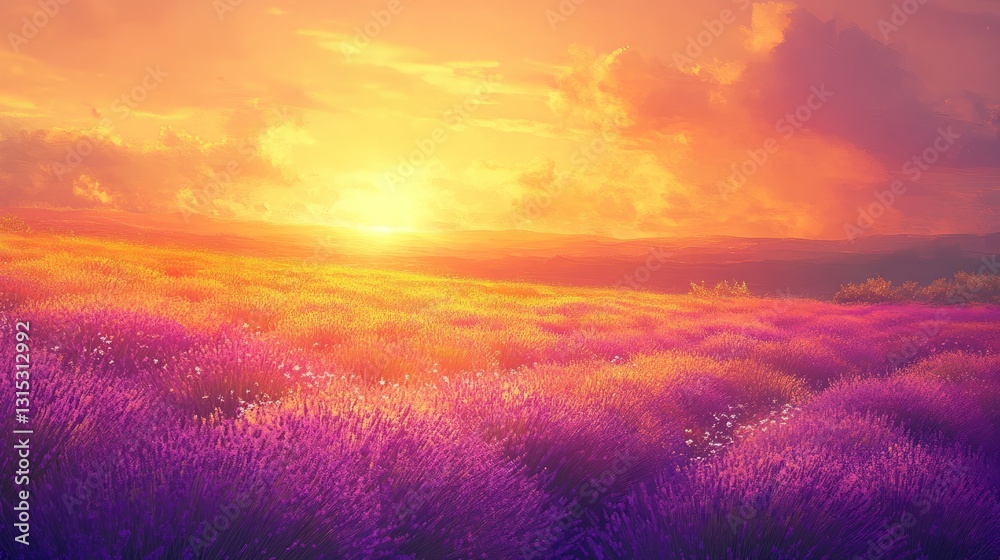 Fototapeta premium Underwater Lavender Field Scene Pristine Vivid Under