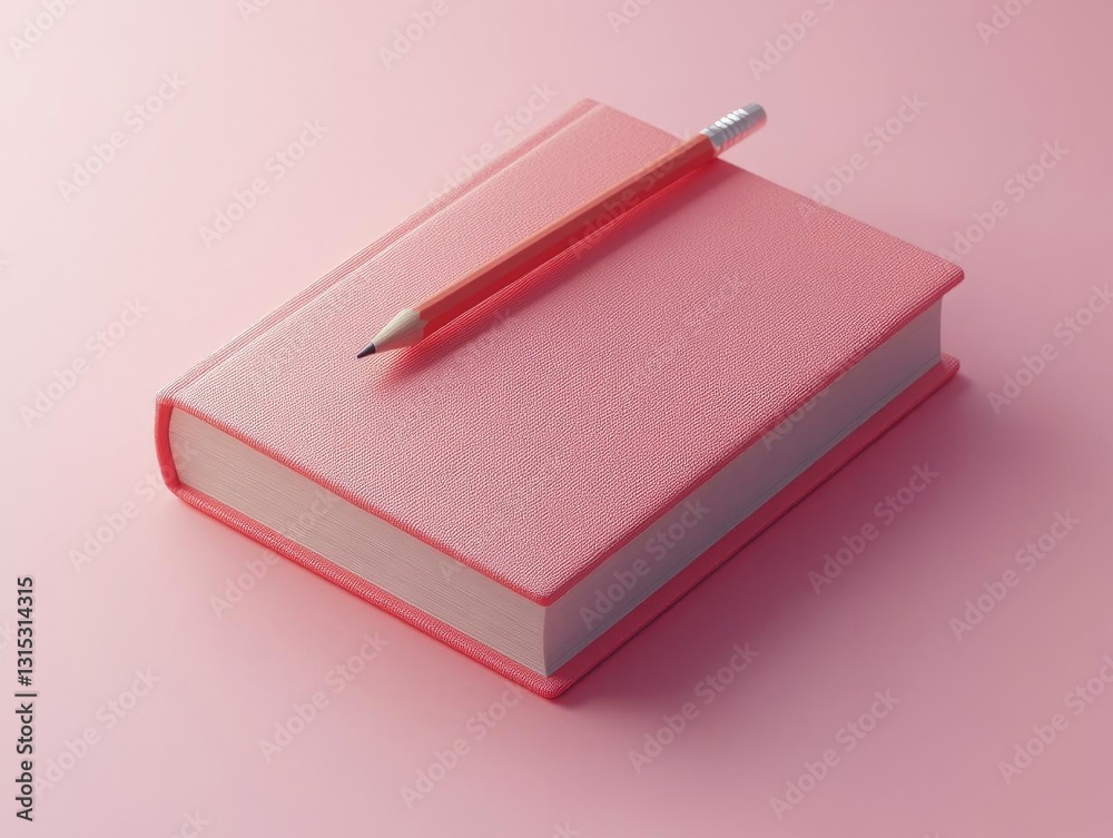 custom made wallpaper toronto digitalPink Notebook & Pencil: Minimalist Study Vibes