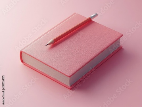 Wallpaper Mural Pink Notebook & Pencil: Minimalist Study Vibes Torontodigital.ca