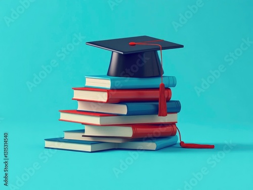 Wallpaper Mural Graduation Cap on Books: Education Success, Knowledge Torontodigital.ca