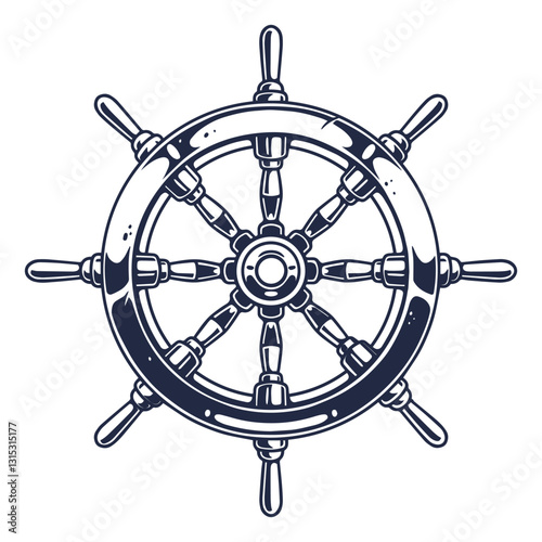 Vintage ship wheel design for nautical decor