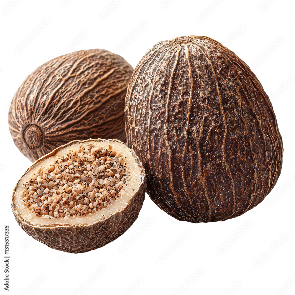 Organic Nutmeg Isolated on Transparent Background, PNG Organic Nutmeg Isolated on Transparent Background, PNG