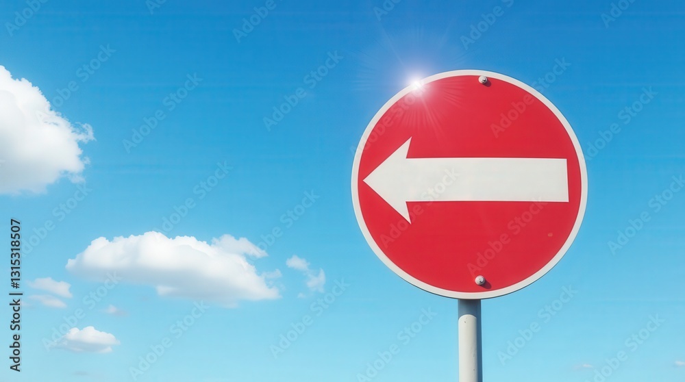 Vibrant Traffic Sign Against Blue Sky Vibrant Traffic Sign Against Blue Sky