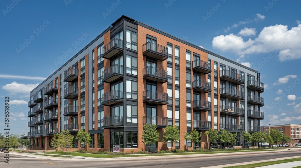 Modern Apartment Building Exterior, Luxury Apartments, Residential Complex, Urban Living Modern Apartment Building Exterior, Luxury Apartments, Residential Complex, Urban Living