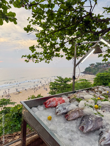 Fresh Fish at a Coastal Restaurant in Varkala Beach, Kerala