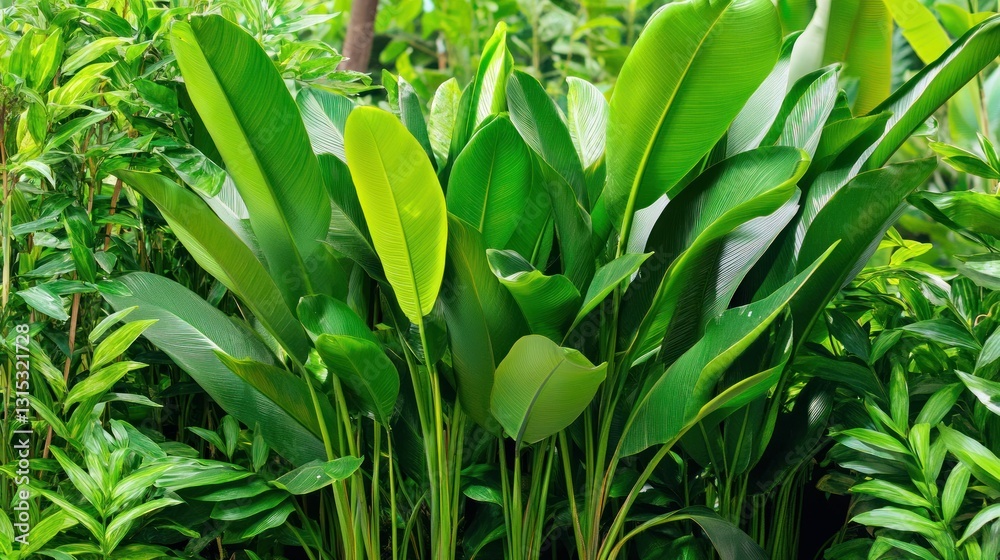 Fototapeta premium Lush Tropical Foliage: A Vibrant Green Paradise