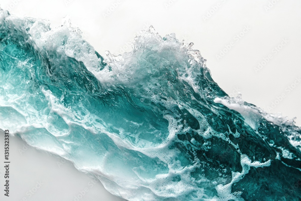 A stunning close-up of a turquoise ocean wave, showcasing its texture and foam. A stunning close-up of a turquoise ocean wave, showcasing its texture and foam.