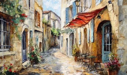 Fototapeta Naklejka Na Ścianę i Meble -  Narrow street of french village Saint-Paul-de-Vence, France