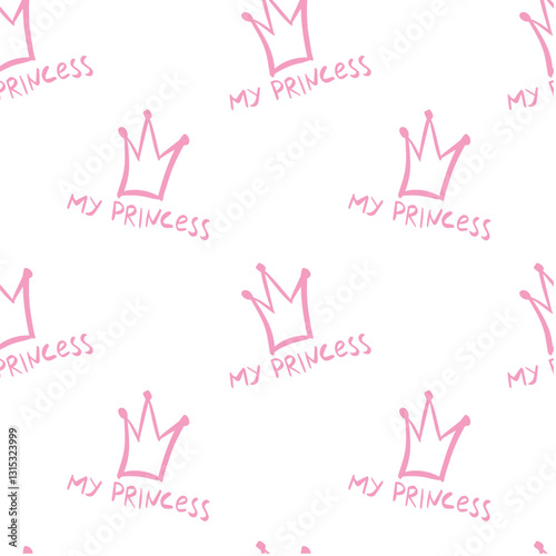 my little princess pattern, textile paper design. Vector illustration