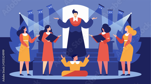 The choir also works on choreography and stage presence ensuring that their performance is not only musically outstanding but visually captivating as well.. Vector illustration