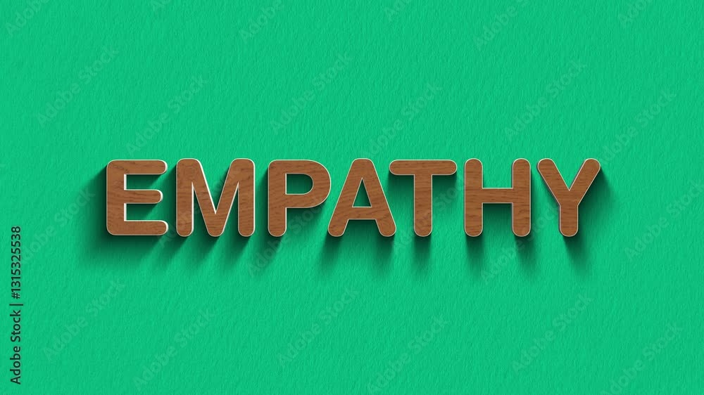 empathy symbol. Concept words empathy stop motion and wooden text reveal animation