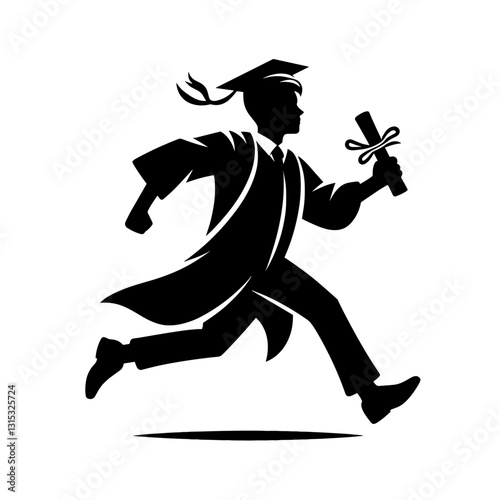 Graduation Running Student Silhouette
