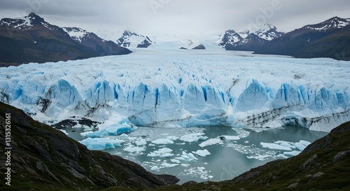 A fascinating view and transformation of glaciers, showcasing the remarkable impact of ice on these distinct landscapes, glaciers view, generated with ai