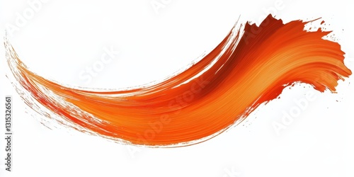 Abstract orange acrylic brushstroke on a clean white backdrop