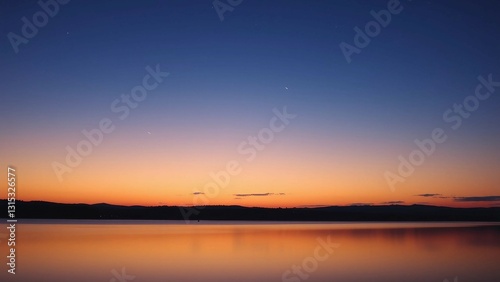 Realistics Behold serene spectacle of a lakeside tableau at twilight where tranquil waters mirror et