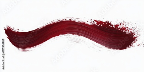 Scarlet Fluidity, An Abstract Brushstroke on Pristine White Canvas
