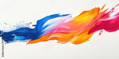 Dynamic acrylic brushstrokes with blended vibrant pigments on canvas