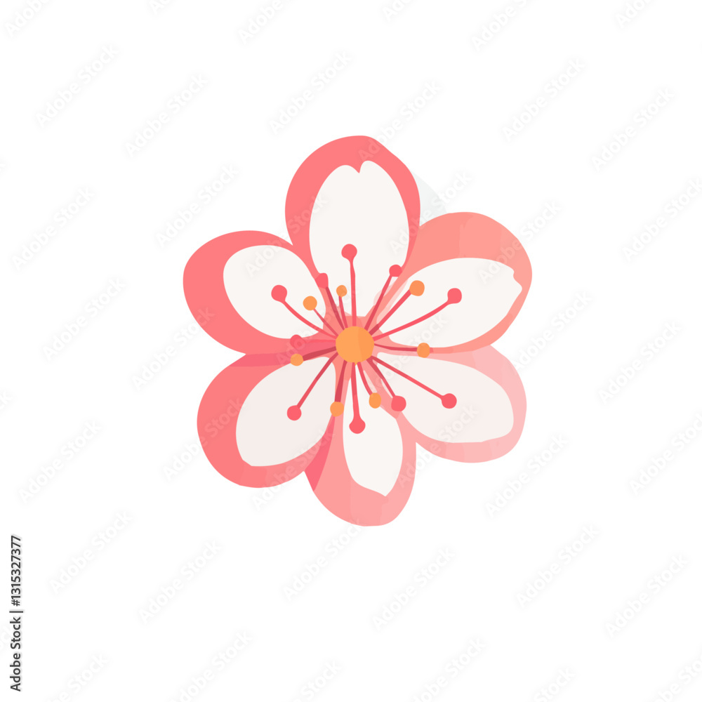 2D flat vector illustration Cherry blossoms in full bloom icon isolated on a white background.
2D flat vector illustration Cherry blossoms in full bloom icon isolated on a white background.