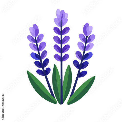 2D flat vector illustration Fresh lavender blossoms icon isolated on a white background.

