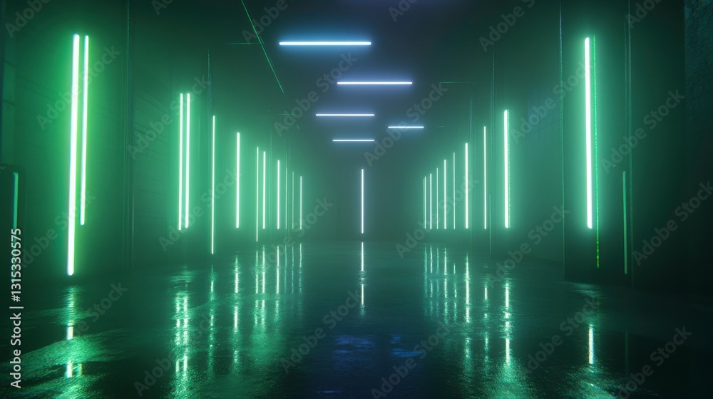 Futuristic Space with Glowing Light Effects Futuristic Space with Glowing Light Effects