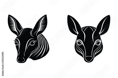 Aardvark head vector silhouette icon set