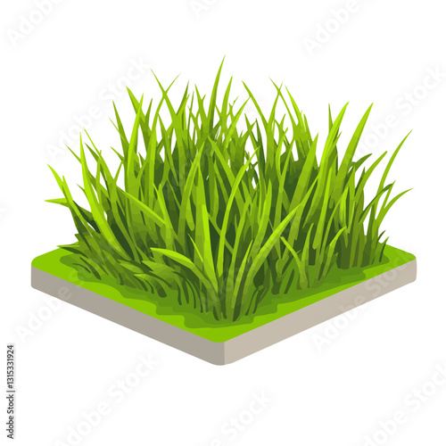 2D flat vector illustration Freshly mowed grass in a spring garden icon isolated on a white background.

