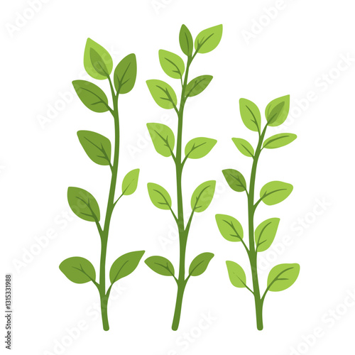 2D flat vector illustration Freshly picked green herbs in spring icon isolated on a white background.

