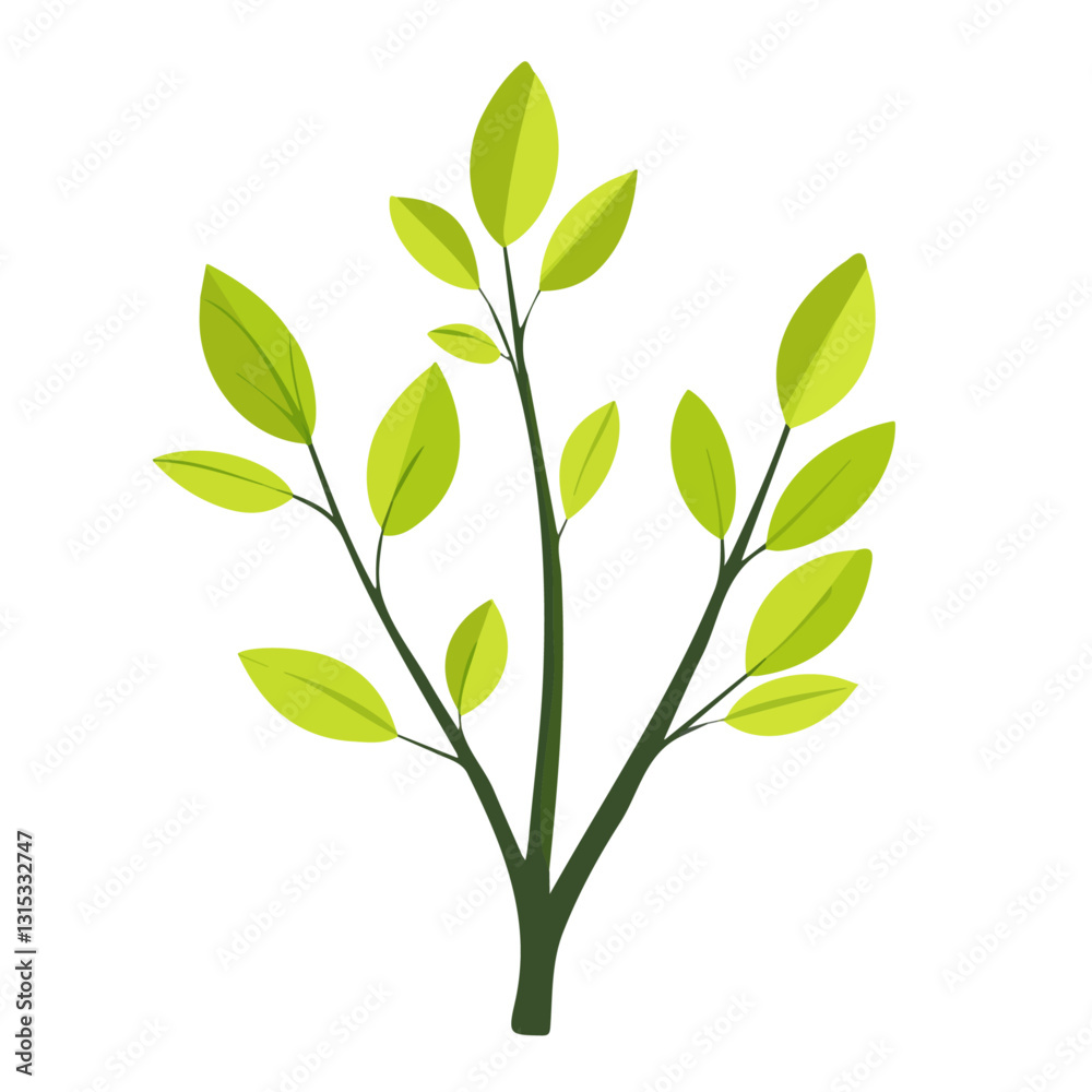 2D flat vector illustration Green buds on branches icon isolated on a white background.
2D flat vector illustration Green buds on branches icon isolated on a white background.