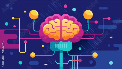 The digital brains processing power was unmatched making it a critical tool in deciphering the evergrowing data landscapes.. Vector illustration