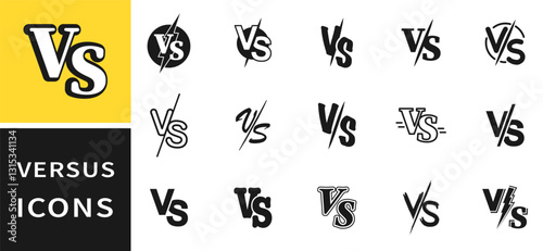 Set of versus logo letters. Collection of VS versus letters icons. VS letters for sports, fight, competition, battle, match, game. Letters symbols. Vector illustration