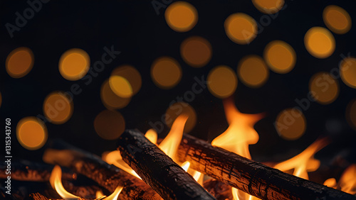Bonfire on a blurred bokeh background