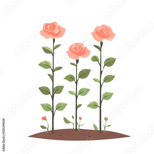 2D flat vector illustration Spring garden with blossoming trees icon isolated on a white background.

