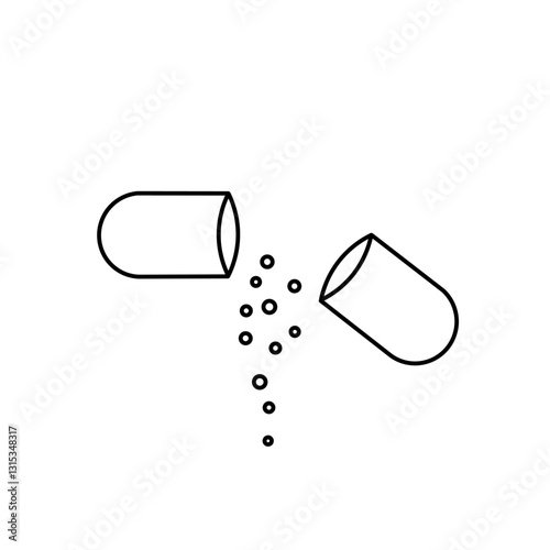 vector illustration of a pill. Capsule powder Line Style vector icon which can easily modify or edit