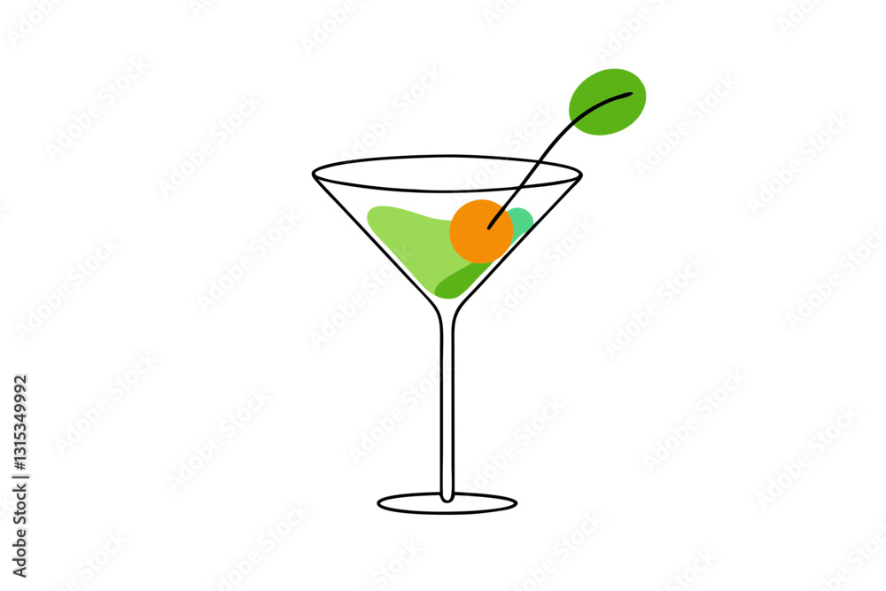 Martini Cocktail with Olive Garnish on Simple Background Martini Cocktail with Olive Garnish on Simple Background