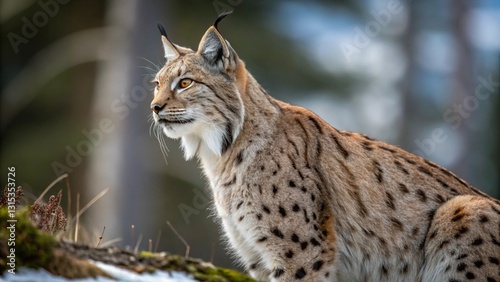 Eurasian Lynx on White Background
