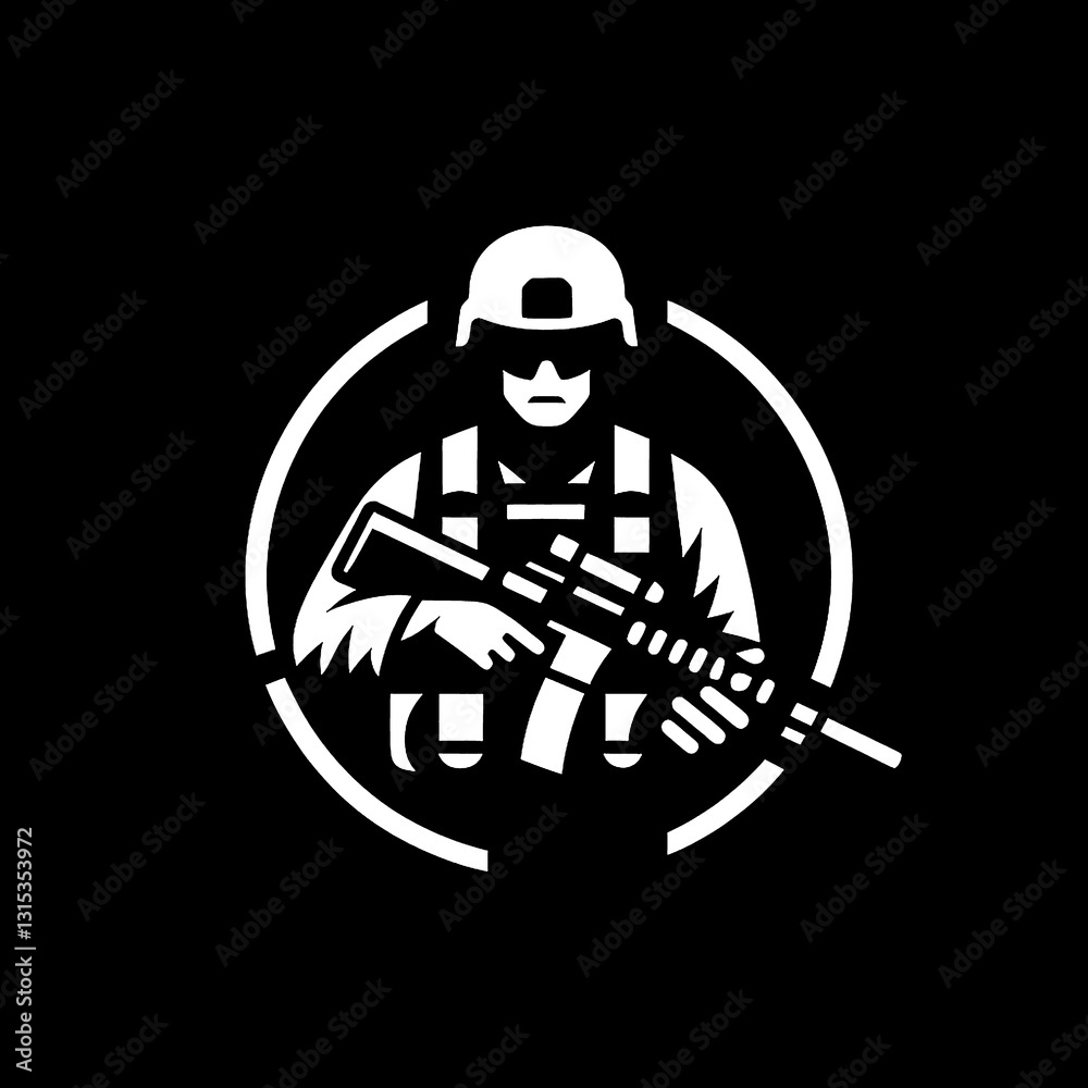 Fototapeta premium vector illustration of a soldier icons logo black and white