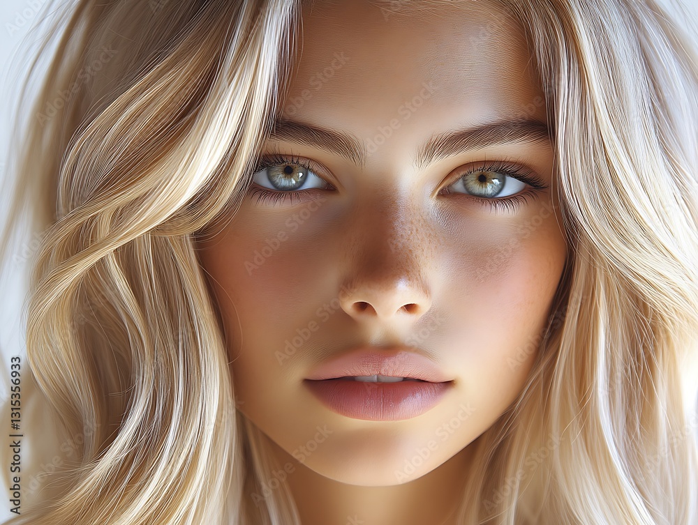 A beautiful young woman with blonde hair gazing into the camera A beautiful young woman with blonde hair gazing into the camera