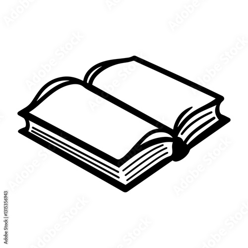 Stylized icon of an open book symbolizing knowledge and education 