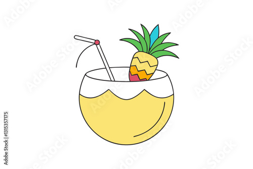 Tropical Coconut Piña Colada with Pineapple Garnish for Summer Vibes