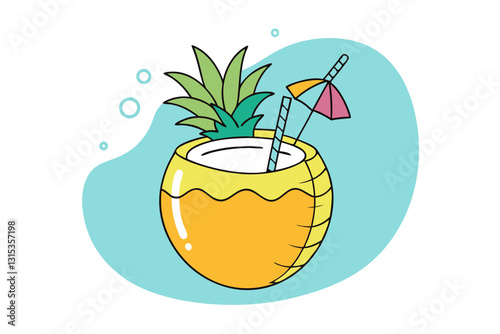 Tropical Coconut Piña Colada with Pineapple Garnish for Summer Vibes