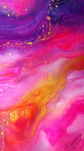 Wallpaper Mural Vibrant abstract painting with pink, purple, and gold swirling colors Torontodigital.ca