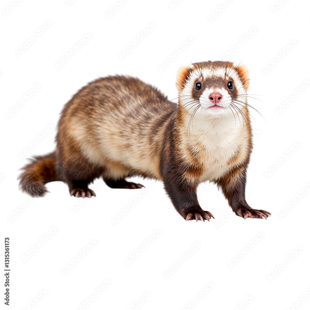 Adorable Ferret Posing Against a White Background Adorable Ferret Posing Against a White Background