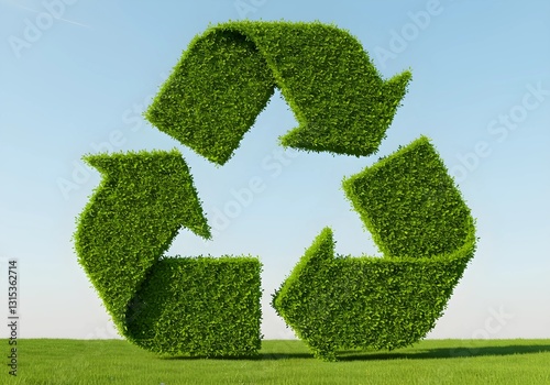 Recycle symbol on grass