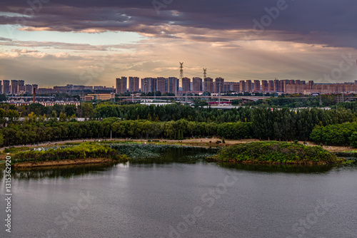 The scenery of Dingxiang Lake Park in Shenyang, China in autumn