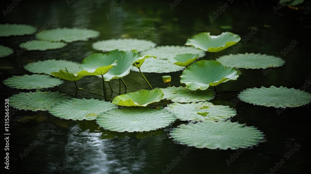 Serene Water Lilies: A Tranquil Pond Scene Serene Water Lilies: A Tranquil Pond Scene